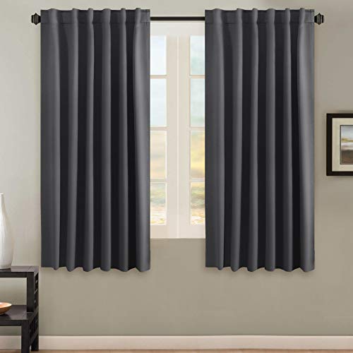 Image of H.VERSAILTEX Blackout Curtains Thermal Insulated Window Treatment Panels Room Darkening Blackout Drapes for Living Room Back Tab /Rod Pocket Bedroom Draperies, 52 x 63 Inch, Charcoal Gray, 2 Panels