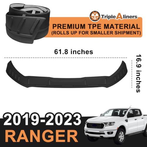 Image of TripleAliners Hood Bug Deflector Protector for 2019-2023 Ford Ranger | Hood Protector, Bug Deflector Shield Replacement, Flexible TPE Material, Easy to Install, Upgraded adhesion