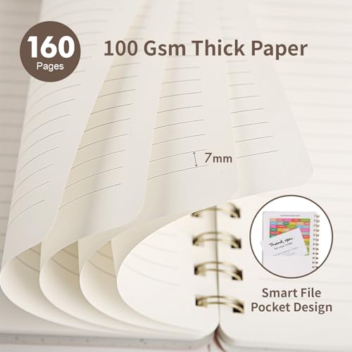 Image of Spiral Notebook-5.75 inch x 8.125 inch College Ruled Journal with Inner Pockets and 160 Pages,PU Leather Cover Business Journal, Twin-Wire Binding Notebook Perfect for Office & Home School Supplies Coffee