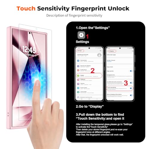 Image of SUPFINE Magnetic for Samsung Galaxy S24 Ultra Case with Screen Protector, (Built-in Magnets) (Military Grade Drop Protection) Slim Translucent Shockproof Phone Case,Light Pink