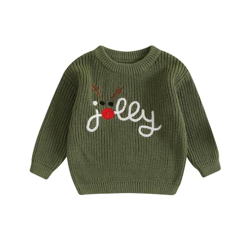 Image of BemeyourBBs Toddler Baby Boy Girl Knit Sweaters Oversized Long Sleeve Embroidery Shirt Newborn Cute Fall Winter Clothes