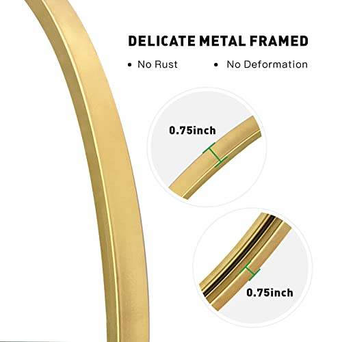Zenida Round Wall Mirror,24-Inch Large Circle Mirror,Gold Metal Framed Wall-Mounted Bathroom Mirror,Decorative Round Mirror For Bathroom Decor,Vanity Bedroom,Living Room,Entryway #TOP3
