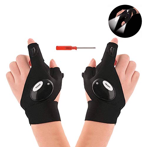 LED Flashlights Gloves, CHIALSTAR Flashlight Glove Tool Cool Gadgets Gifts for Men, Perfect