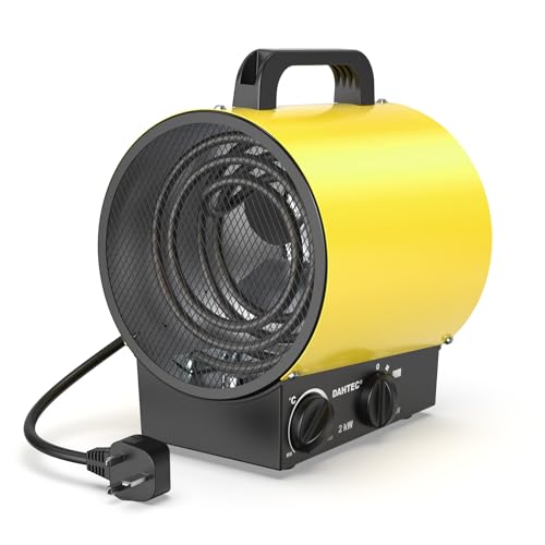 DAHTEC 2000W Portable Electric Fan Heater Industrial Space Heaters - Thermostat & Overheat Protection - Ideal for Construction Site, Garage, Greenhouse