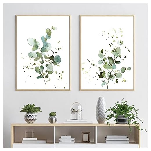 2er Poster Set, Abstrakt Blätter Bilder, Moderne Wandbilder, Bilder Set Wohnzimmer Deko Schlafzimmer, Leinwandbilder Wandposter OHNE Rahmen (A,30x40cm)