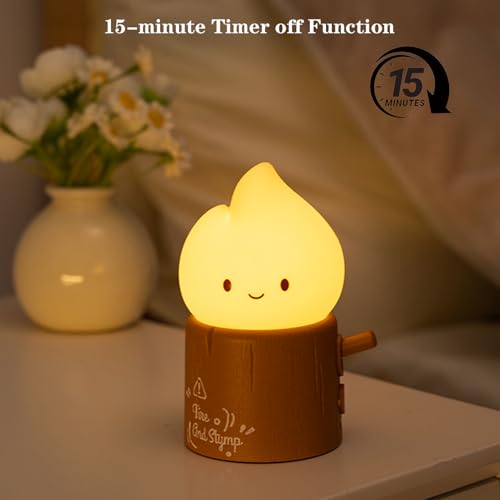 Image of Cute Flameless Candles Lamp, Torch Stump Night Light, LED Tea Lights Candles Rechargeable Dimmable Timmer Lamp,Suitable for Kids lamp Bedroom,Outdoor,Camp,Gift (Tree Stump Fire)
