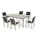 Christopher Knight Home 300363 Coral Bay Outdoor 7Pc Grey Aluminum Dining Set w/Glass Table Top