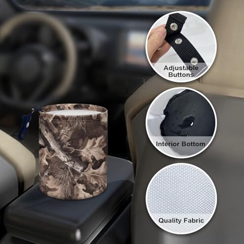 Image of Dead Branch LeavesTrash Bag, Car Trash Can - Cute, Portable, Collapsible for Back Seat, Floor, Hanging Headrest Waste Basket - Auto Garbage Accessory