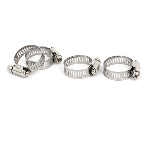 Aexit Metal Adjustable Clamps Cable Tight Worm Gear Hose Clamp Silver Strap Clamps Tone 4pcs