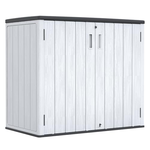 Image of ZZM 37 Cu.ft Outdoor Storage Cabinet with One Tool Kit, Horizontal Storage Shed for Garage, Bike, Garbage Cans, Garden Accessories
