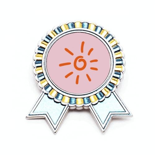 Broche orange soleil peinte à la main en métal de taille M