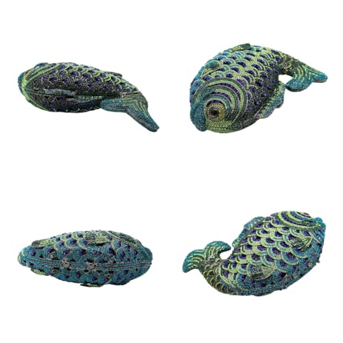 Image of Women Mini Fish Clutch Luxury Rhinestones Purse Sparkling Banquet Handbag Wedding Party Clutch Bag