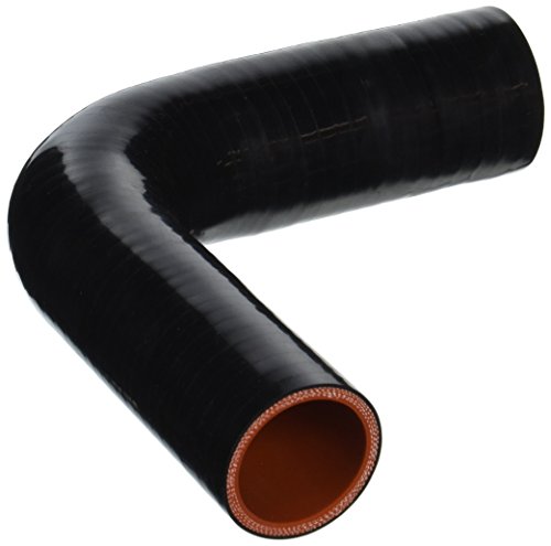 HPS HTSER90-150-175-BLK Silicone High Temperature 4-ply Reinforced 90 degree Elbow Reducer Coupler Hose, 75 PSI Maximum Pressure, 4" Leg Length on each side, 1-1/2" > 1-3/4" ID, Black