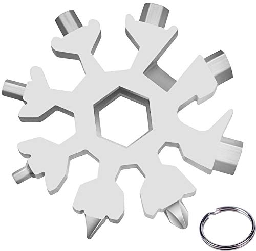STEBRUAM Multi Herramienta Copo de Nieve 18 en 1 Multiherramienta de Acero Inoxidable,Portátil Copo de Nieve Destornillador Abrebotellas Multi Herramienta Llavero Exterior Viaje Camping Multitool