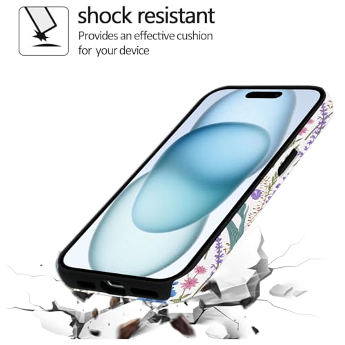 Coque rigide iPhone 15 / 14 protégeant des chutes avec silicone fin et fleurs MagSafe - 6