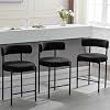 Counter Height Bar Stools 24 Black Bar Stools Set of 3 Boucle Counter Stools with Back Mid Century Modern Bar Stools for Kitchen Island Dining Room