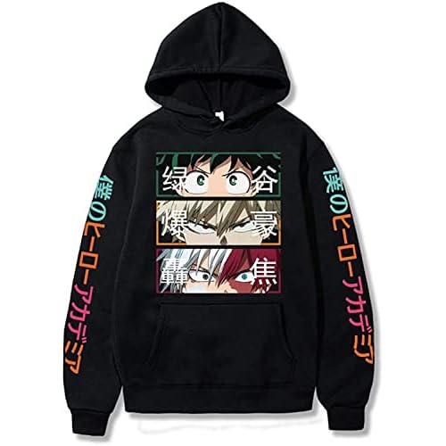 Sybnwnwm My Hero Academia - Sudadera con capucha 3D de anime Bakugou Katsuki con cordón para hombre y mujer, Negro, M