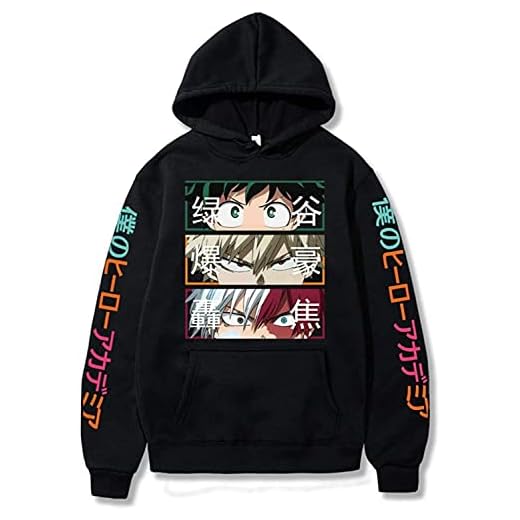 Sybnwnwm My Hero Academia - Sudadera con capucha 3D de anime Bakugou Katsuki con cordón para hombre y mujer, Negro, M