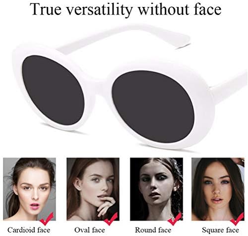 2 Pcs Sunglasses Retro Oval Goggle,Vintage Clout Sunglasses(White/Black)