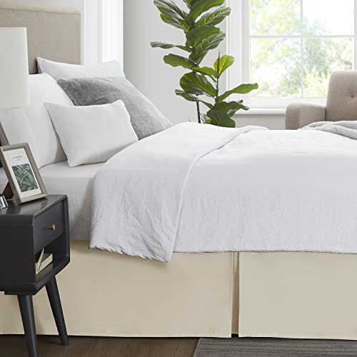 Image of Nestl Cream Full XL Bed Skirt - Full XL Size 14 Inch Drop - Brushed Microfiber Hotel Quality Pleated Bed Skirt - Shrinkage & Fade Resistant