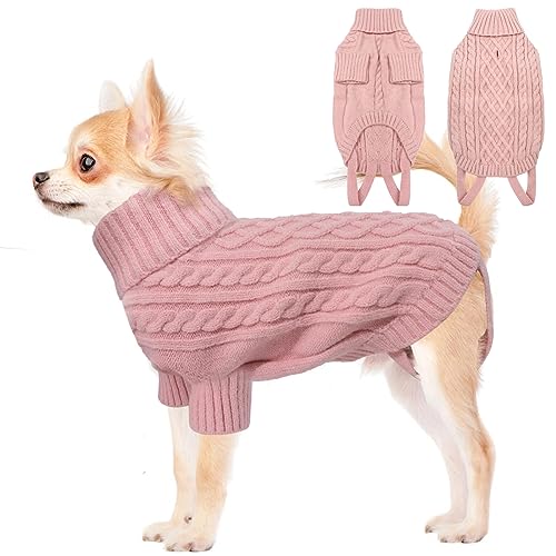 LiebeDD Jersey Perro Pequeño Mediano o Grande - Suéter Navidad para Perros Clásico Sueter Caliente Perro, Ropa Abrigo Punto Perros Jersey Chihuahua (XS Rosa)