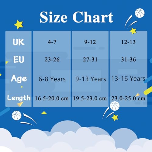 HYCLES Kids Basketball Sports Socks 3 Pairs for Boys and Girls 6-16 Years Youth Soccer Football Rugby Socks Young Athletes Premium Quality, Moisture-Wicking, and Durable