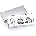 Mogoko Silver Tooth Holder, My First Tooth and Curl Keepsake Box Set, Baby Teeth Fairy Containter Gift Box for Child Kids