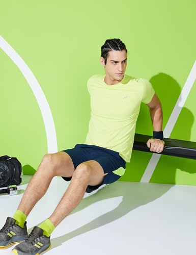 Image of Amazon Brand - Symbol Men's Active Regular Fit Sports T-Shirt (White + Neon M) (Combo Pack of 2)