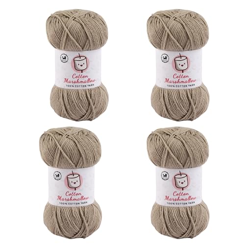 Image of NESTNHAVEN Cotton Marshmallow 100% Cotton Yarn - (50 g, 130 m) - Luxury Yarn for Crochet, Amigurumi, Embroidery, Toys, Garments, Flowers and Hobby Projects (Beige) |