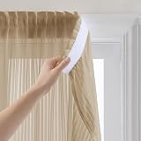 Jilron Scheibengardinen, halbtransparent mit vertikalen Streifen, Blickdicht und lichtfilternd - schnelle Montage ohne Bohren, ideal für Mieter und Wohnmobil(Kaffeebraun-H105 x B69 cm) 1er-Pack