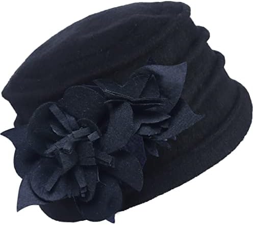 FORBUSITE Vintage Women Floral Wool Dress Cloche Beret Winter Hat 1920s 50s