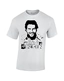 Crazy Bros Tees Pablo Escobar Drug Lord - Narcos with Attitude Men's T-Shirt (Medium, White)