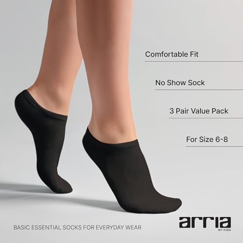ARRIA Basic Socks, Breathable 3 Pack Crew & No Show Sock, Anti-Slip Grip, Soft Everyday Summer Stretchy Fit2