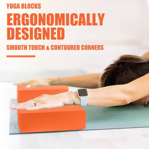 Image of Septo 2 Pcs Yoga Blocks, 9x6x3 Inch Foam Blocks for Pilates | High density EVA foam Yoga Props lightweight non-slip surface for meditation stretching balance training
