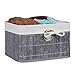 Relaxdays Aufbewahrungskorb, Stoffbezug, Bambus, rechteckig, Bad, Accessoires, Spielzeug, HxBxT: 20 x 31 x 31 cm, grau