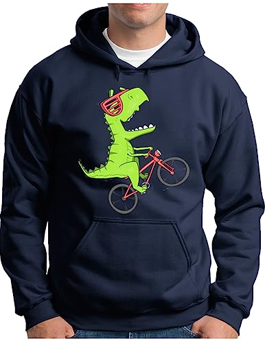 Sweat à capuche dinosaure cycliste OM3 bleu marine grande taille XXXL pour homme
