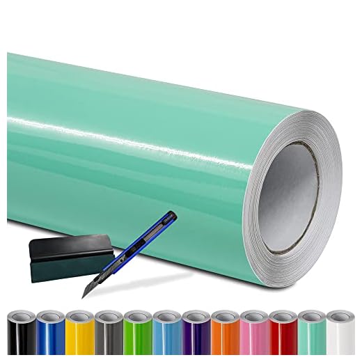 Folindo Autofolie Türkis Glanz (15€/m²) - 100 x 152 cm - Selbstklebende Auto Lackschutzfolie mit Luftkanal Technik – Blasenfreie Auto Folierung inkl. Rakel & Cutter – Car Wrapping Folie