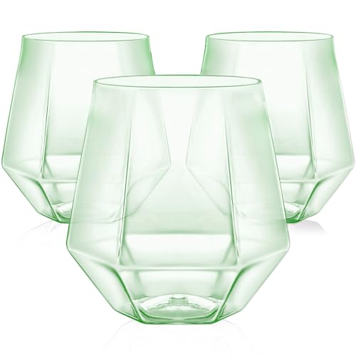 Image of Maaacute 40 Pack Plastic Stemless Wine cocktail Whiskey Champagne Glasses, 12 Oz Disposable Unbreakable Cups for Party Bars Wedding Tasting (Green)