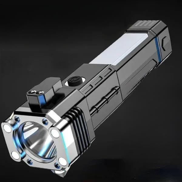 8-in-1 Multifunctional LED Flashlight, USB Rechargeable, Emergency Tool with Glass Breaker, Seatbelt Cutter, Magnet Base, Power Bank-picture-26