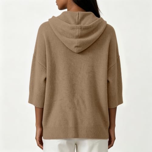 Poncho Sweater Women Hooded Batwing Sleeve Loose Fit Knitted Pullover Tops - image 4