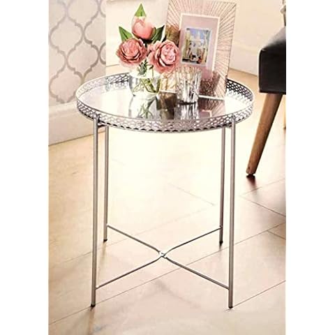 UK HOME BARGAINS Mesa de café con bandeja de color plateado Cover