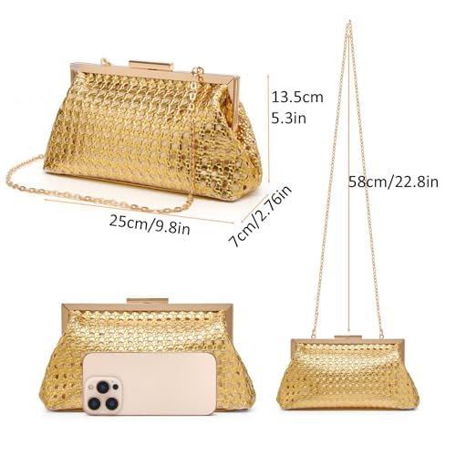 Image of DETARA Woven Evening Bag Clutch Purses for Women Fashion PU Leather Crossbody Purse for Wedding Party and Prom