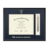 Framerly - Yale University School of Medicine 12.625" w x 10.313" h Tassel Diploma Frame - Fits a bachelor's, master's and phd - Gold Embossed Tassel & Cord Diploma Frame - Officially Licensed