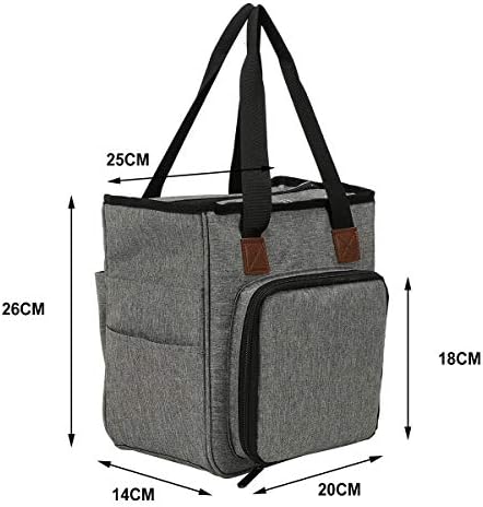 Aoweika Knitting Bag, Crochet Storage Bag for Yarn and Needles, Portable Yarn Tote Organizer with Zipper and Pockets, Protect Unfinished Project and Prevent Yarn Tangling(Accessories Not Included)