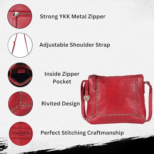 Image of Genuine Italian Leather Boho Studded Crossbody Sling Bag - Stylish, Durable, & Perfect for Everyday Use for women