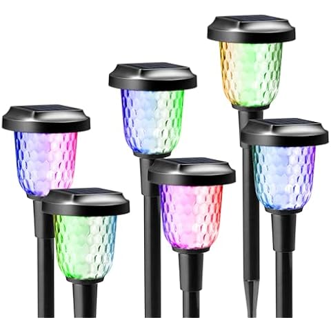 Umickoo Solar Outdoor Lights,6 Pack Dream Dynamic Solar Pathway Lights,Waterproof Color Changing Solar Walkway Lights Maintain Cover