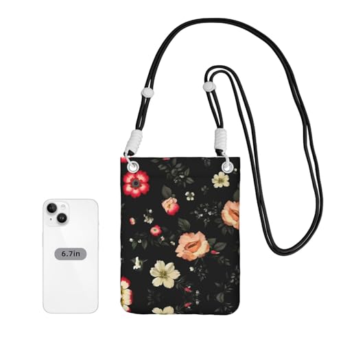 Autumn Beautiful Floral Printing Travel Cell Phone Pouch Crossbody Bag With Shoulder Strap For Phone,Walking Passport,Wallet4