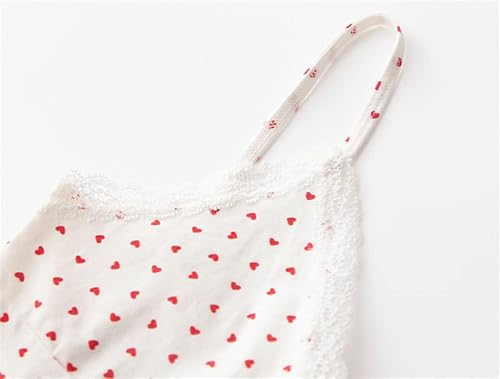Women White Lace Tanks 2022 Spring Fashion Ladies Vintage Slim V Neck Sweet Sling Camis Girls Cute Red Love Y2K Crop Tops #TOP2