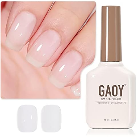 GAOY Milky White Gel Nail Polish, 16ml Nude Color 1482 Soak Off UV Light Cure Gel Polish for Nail Art DIY Manicure at Home Cover