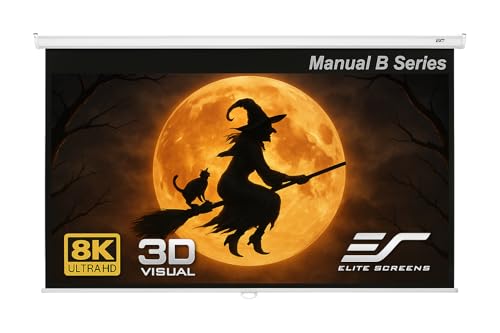Elite Screens Manual B, 100-INCH Manual Pull Down Projector Screen Diagonal 16:9 Diag 4K 8K 3D Ultra...